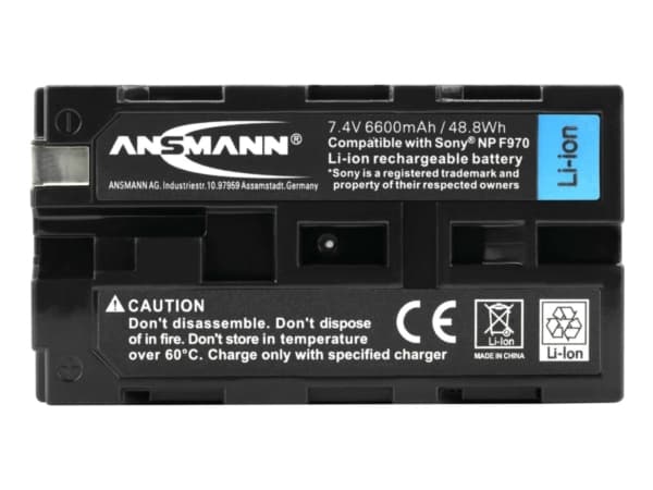 ANSMANN - Batteri - Li-Ion - 6600 mAh - 48.8 Wh - svart - for Sony HVR-V1P, Z1J, Z7J; NXCAM HXR-NX100, NX200, NX5R, NEX-FS100, FS700; XDCAM PXW-Z150