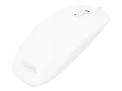 LogiLink Slim - Mus - höger- och vänsterhänta - optisk - 3 knappar - kabelansluten - USB - vit Vit