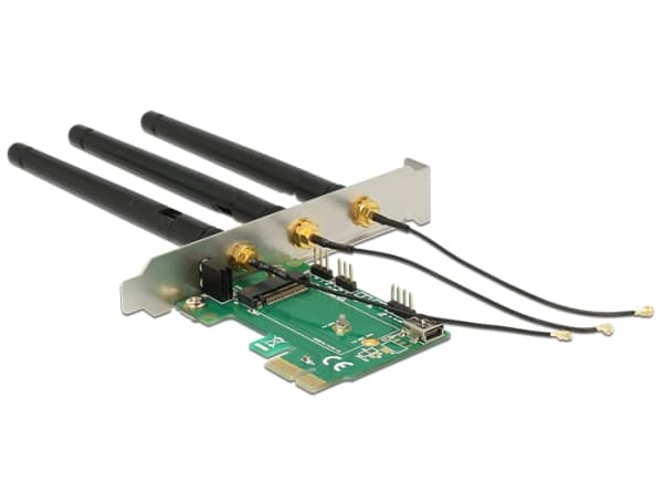 Delock PCI Express Card > 1 x internal M.2 Key A Slot with 3 external Antennas - Intern bussförlängare