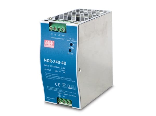 MEAN WELL DR-240-48 - Strømforsyning (DIN-skinnemonterbar) - AC 100-240 V - 240 watt - aktiv PFC