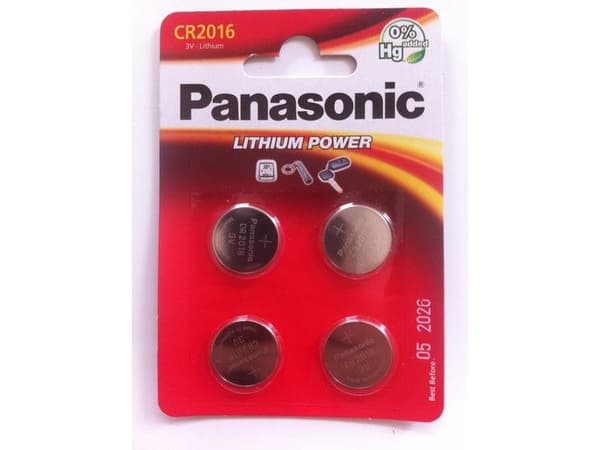 Panasonic CR-2016EL/4B, Engångsbatteri, CR2016, Litium, 3 V, 4 styck, 165 mAh