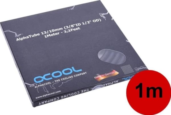 Alphacool Schlauch AlphaTube HF 13/10 (3/8"ID) - UV Schwarz 1m (3,3ft) Retailbox 100cm (18533)