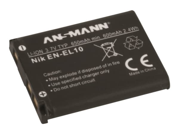 ANSMANN A-Nik EN EL 10 - Akku - Li-Ion - 650 mAh - Nikon Coolpix S203, S210, S220, S230, S3000, S4000, S5100, S520, S570, S60, S600, S80 - Nikon Cool