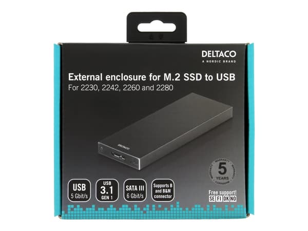 DELTACO MAP-K16N - Lagringspakke - M.2 - SATA 6 Gb/s - USB 3.1 (Gen 1)