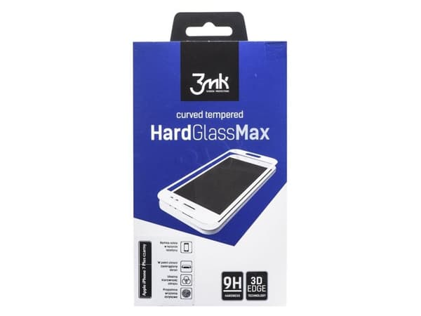 3MK HardGlass MAX karkaistu lasi musta iPhone 7 Plus -puhelimeen