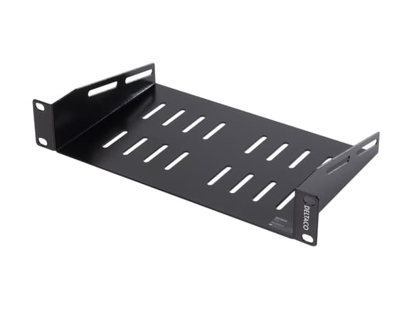 Deltaco 10-33HYL, Hylla till rackskåp, Svart, SPCC, 1U, 25,4 cm (10"), 250 mm