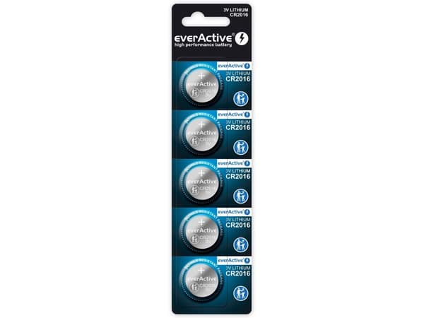 Everactive CR20165BL, Engangsbatteri, CR2016, Lithium, 3 V, 5 stykker, 75 mAh