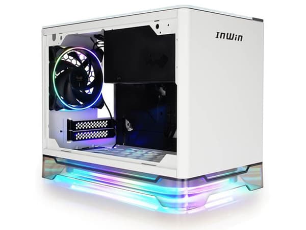 IN WIN A1 Plus - Tower - mini ITX - genomskinlig sidopanel (härdat glas) 650 Watt - vit - USB/ljud