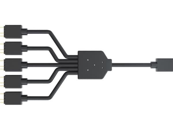 Cooler Master Addressable RGB 1-to-5 Splitter Cable - Viftestrømsplitter - 3-pins viftekontakt (hann) til 3-pins viftekontakt (hunn) - 5 V - 58 cm