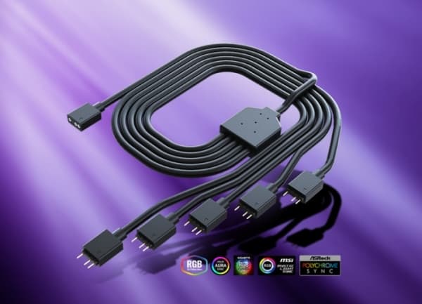 Cooler Master Addressable RGB 1-to-5 Splitter Cable - Viftestrømsplitter - 3-pins viftekontakt (hann) til 3-pins viftekontakt (hunn) - 5 V - 58 cm