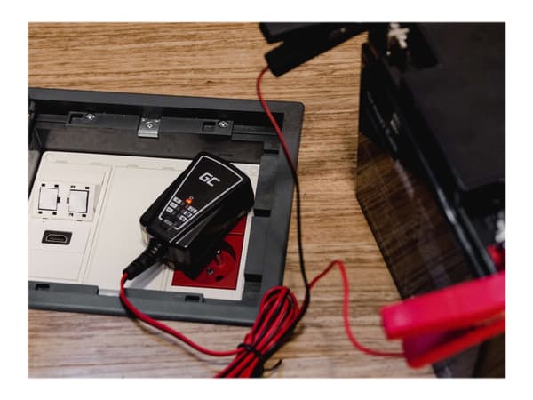 Green Cell - Strømadapter - 12 watt - 1 A - 2 utgangskontakter (alligatorklemme)