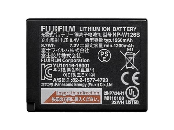 Fujifilm NP W126S - Batteri - Li-Ion - 1260 mAh - 8.7 Wh - for X Series X100, X-A20, X-A7, X-E4, X-H1, X-Pro3, X-S10, X-T100, X-T200, X-T3, X-T30, X-