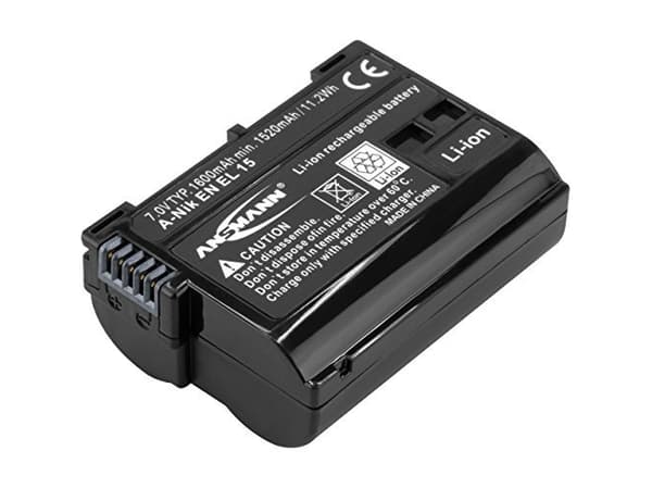 ANSMANN A-Nik EN EL 15 - Batteri - Li-Ion - 1600 mAh - for Nikon D600, D610, D7000, D7100, D7200, D750, D7500, D800, D800E, D810, D810A, Z 6II, Z7; 1