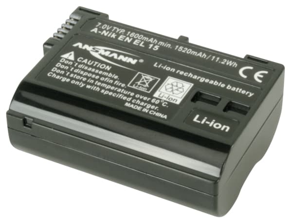 ANSMANN A-Nik EN EL 15 - Batteri - Li-Ion - 1600 mAh - for Nikon D600, D610, D7000, D7100, D7200, D750, D7500, D800, D800E, D810, D810A, Z 6II, Z7; 1