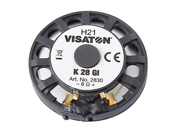 Visaton K 28 GI, 0,5 W, rund, 1 W, 8 ohm (O), 500 - 7000 Hz, 730 Hz