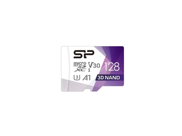 SILICON POWER Superior Pro - Flashminnekort (microSDXC til SD-adapter inkludert) - 128 GB - A1 / Video Class V30 / UHS-I U3 / Class10 - microSDXC UHS
