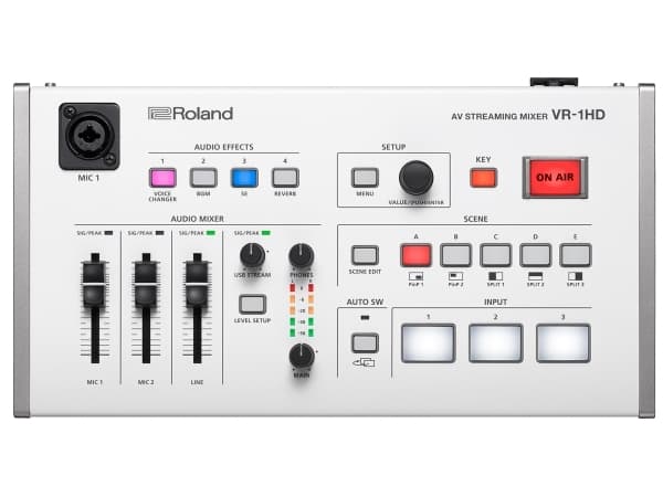 Roland VR-1HD, WUXGA, 640 x 480,800 x 600,1024 x 768,1280 x 1024,1280 x 720,1280 x 800,1366 x 768,1400 x 1050,1600 x..., 480i, 480p, 576i, 576p, 720p