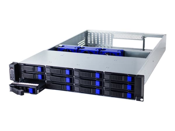 FANTEC SRC-2612X07 - Kan monteras i rack - 2U - SSI EEB - SATA/SAS - hot-swap - ingen strömförsörjning - svart, silver - USB