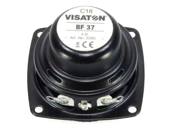 Visaton BF 37, Kokoäänialueen kaiutin, 5 W, 8 W, 4 O, 100 - 20000 Hz, Musta