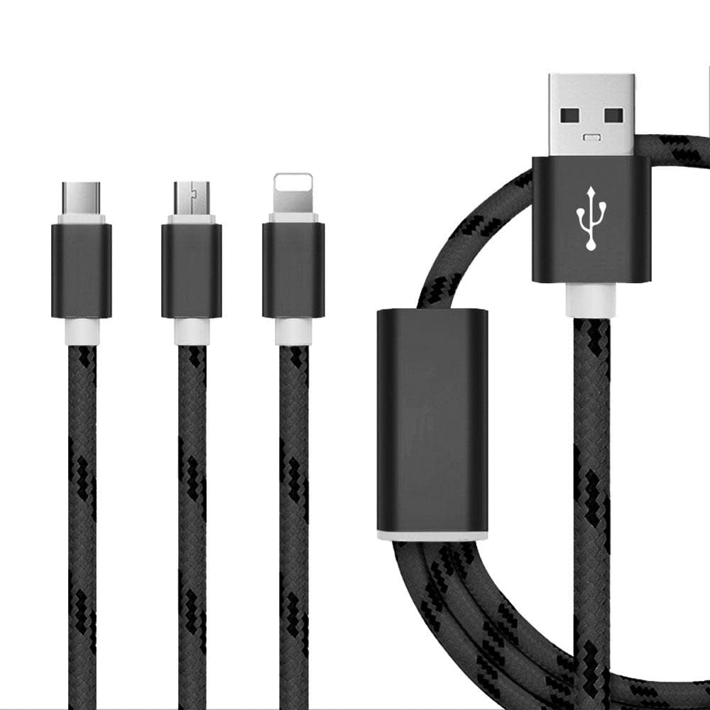 Type C / Micro USB / iPhone Lynhurtig dataoverførsel Samsung Apple Huawei Black