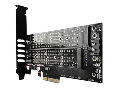 AXAGON PCEM2-D - Kontrollerkort - M.2 - 2 Kanal - M.2 NVMe Card / SATA 6Gb/s - låg profil - PCIe 3.0 x4 Svart, Guld