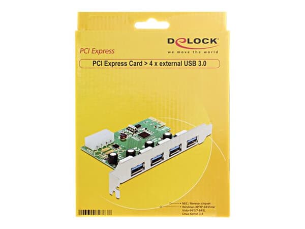 Delock PCI Express Card > 4 x external USB 3.0 - USB-adapter - PCIe 2.0 - USB 3.0 x 4