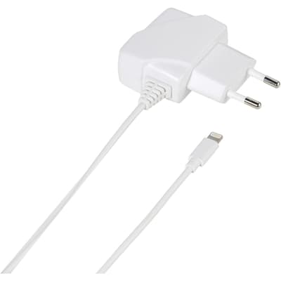 Laddare med integrerad Lightning Kabel 1 meter 1A Vit