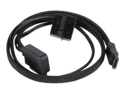 SilverStone CP10 - SATA-kabel - 4-pin intern strøm, SATA til Slimline SATA (hunn) - 50 cm - 90°-kontakt - svart