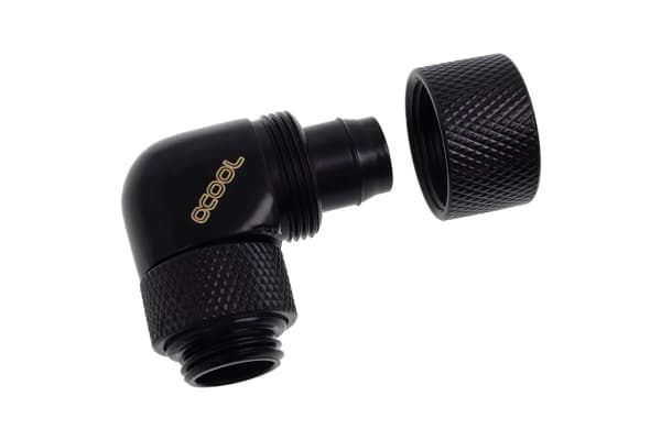 Alphacool Eiszapfen 13/10mm puristusliitin 90° käännettävä G1/4 - Jäähdytysjärjestelmän liitin - syvämusta, musta mattamusta