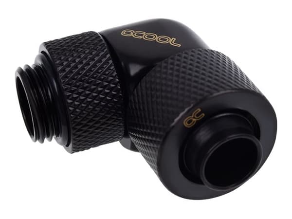 Alphacool Eiszapfen 13/10mm puristusliitin 90° käännettävä G1/4 - Jäähdytysjärjestelmän liitin - syvämusta, musta mattamusta