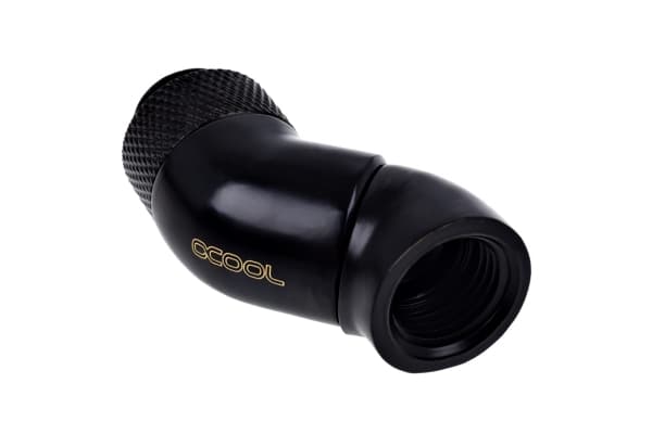 Alphacool Eiszapfen Connector Series Double 45° Angle Adapter - nestejäähdytysjärjestelmän kulmaliitäntäadapteri - syvämusta