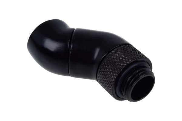 Alphacool Eiszapfen Connector Series Double 45° Angle Adapter - nestejäähdytysjärjestelmän kulmaliitäntäadapteri - syvämusta