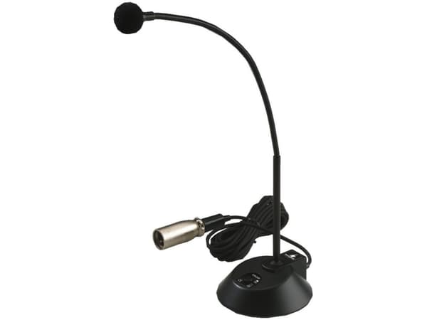 Monacor 23.2430, Bordsmikrofon, 80 - 14000 hz, 250 O, Kabel, Svart, Rostfritt stål, 3 m