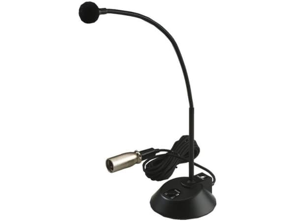 Monacor 23.2430, Bordsmikrofon, 80 - 14000 hz, 250 O, Kabel, Svart, Rostfritt stål, 3 m