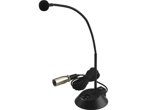 Monacor 23.2430, Bordmikrofon, 80 - 14000 Hz, 250 O, Koblet med ledninger (ikke trådløs), Sort, Rustfritt stål, 3 m