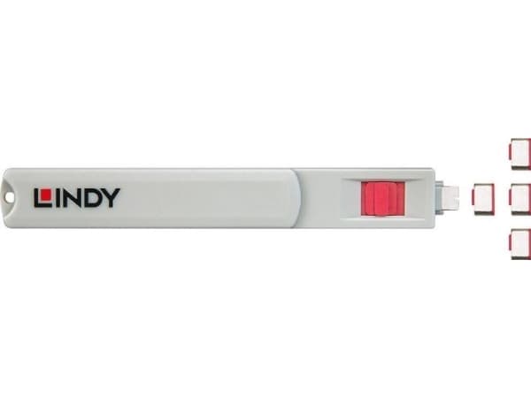Lindy 40425, Porttilukko + avain, USB Type-C, vaaleanpunainen, 5 kpl