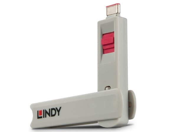 Lindy 40425, Porttilukko + avain, USB Type-C, vaaleanpunainen, 5 kpl