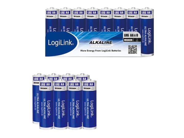 LogiLink LR6F8, Engångsbatteri, AA, Alkalisk, 1,5 V, 8 styck, 1700 mAh