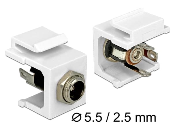 DeLOCK 86373, Metallinen, Valkoinen, DC 5.5 x 2.5 mm, 20,7 mm, 22 mm, 16,3 mm
