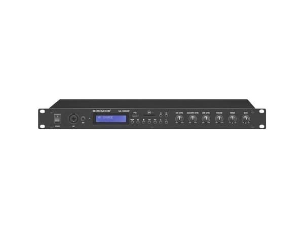 Monacor SA-130DMP, 2.0 kanavaa, 70 W, 0,1%, 90 dB, 20 - 20000 Hz, Riviliittimen kiinnikkeet