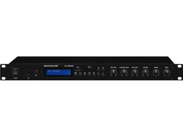 Monacor SA-130DMP, 2.0 kanavaa, 70 W, 0,1%, 90 dB, 20 - 20000 Hz, Riviliittimen kiinnikkeet