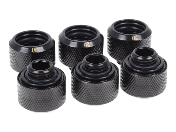Alphacool Eiszapfen HardTube 16mm - Armatur for væskekjølesystemkompresjon - mørkesvart (en pakke 6)