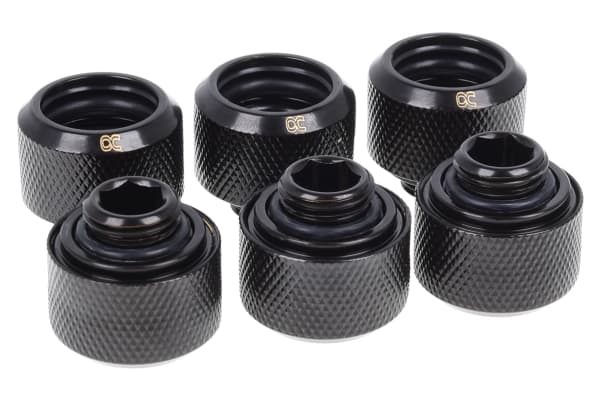 Alphacool Eiszapfen HardTube 16mm - Armatur for væskekjølesystemkompresjon - mørkesvart (en pakke 6)