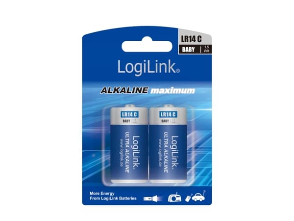 LogiLink LR14B2, Engangsbatteri, C, Alkalinsk, 1,5 V, 2 stykker, 4800 mAh