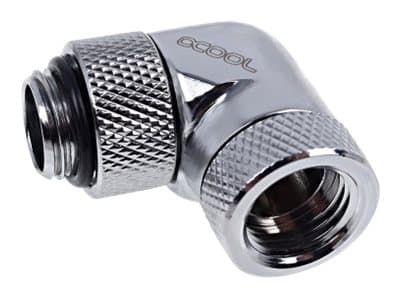 Alphacool Eiszapfen Connector Series - Vinklet armaturadapter for væskekjølesystem - sølvnikkel