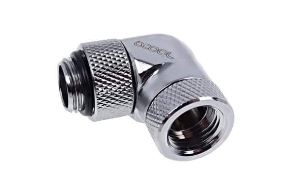 Alphacool Eiszapfen Connector Series - Vinklet armaturadapter for væskekjølesystem - sølvnikkel