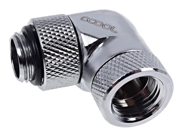 Alphacool Eiszapfen Connector Series - Vinklet armaturadapter for væskekjølesystem - sølvnikkel