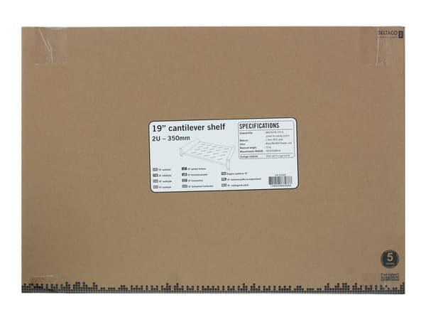 TOTEN, 19" fixed shelf, 2U, 350mm depth, for 600 / 800x600 cabinets, m