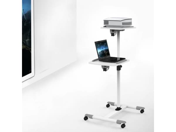 Techly ICA-TB TPM-6, Multimediaställ på hjul, Vit, Stål, Trä, 10 kg, 360°, -35 - 35°