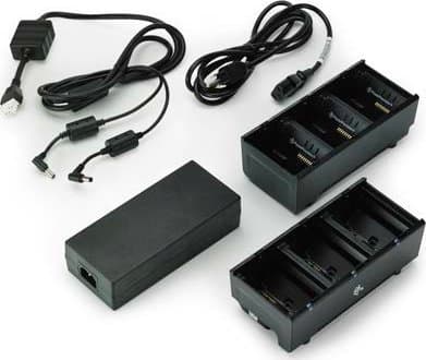 Zebra 3-Slot Battery Charger Connected via Y Cable - Batterilader - utgangskontakter: 3 - Storbritannia (en pakke 2) - for QLn 220, 220 Healthcare, 3